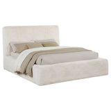 Rebecca Faux Fur Upholstered Eastern King Bed Cream - Tampa Furniture Outlet