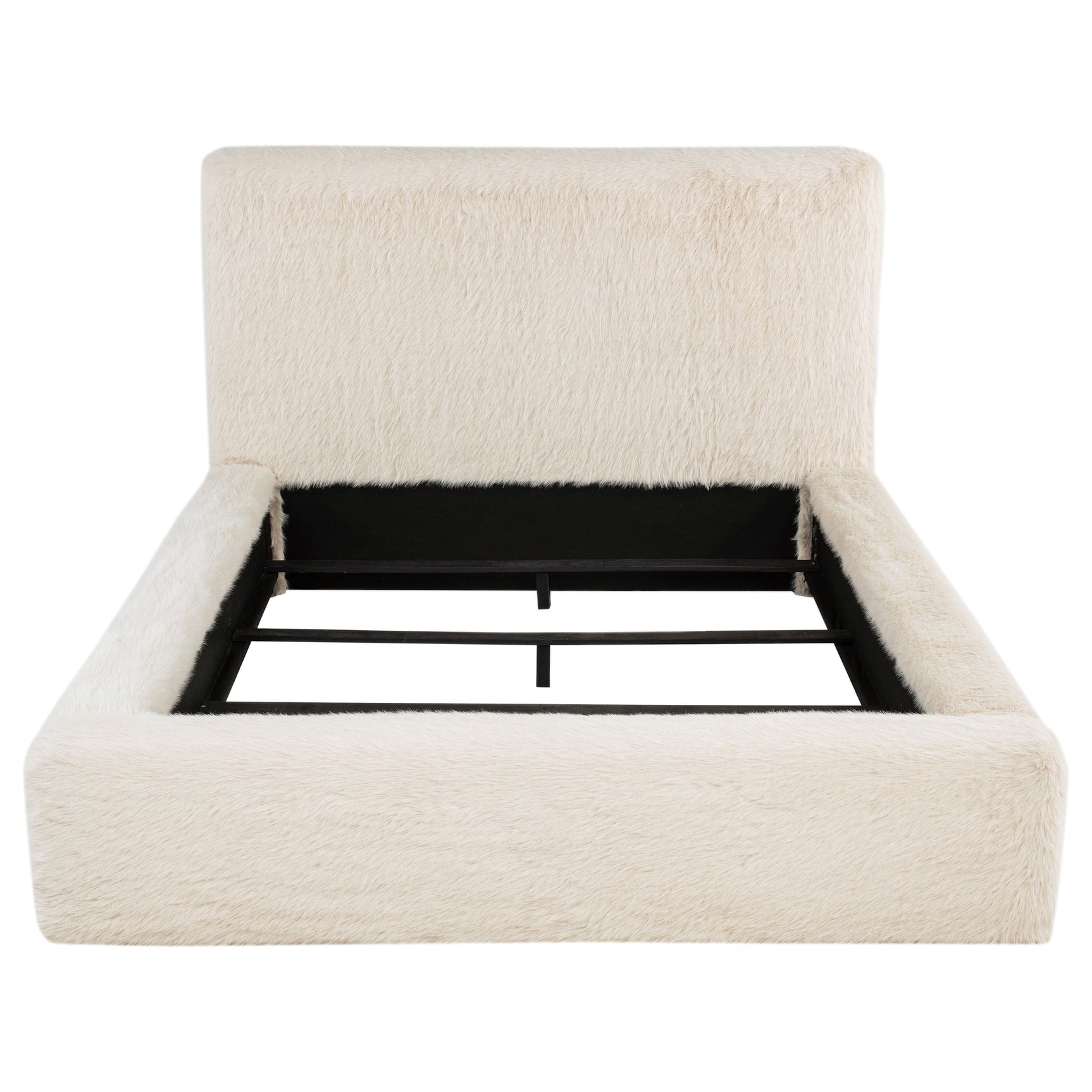 Rebecca Faux Fur Upholstered Eastern King Bed Cream - Tampa Furniture Outlet