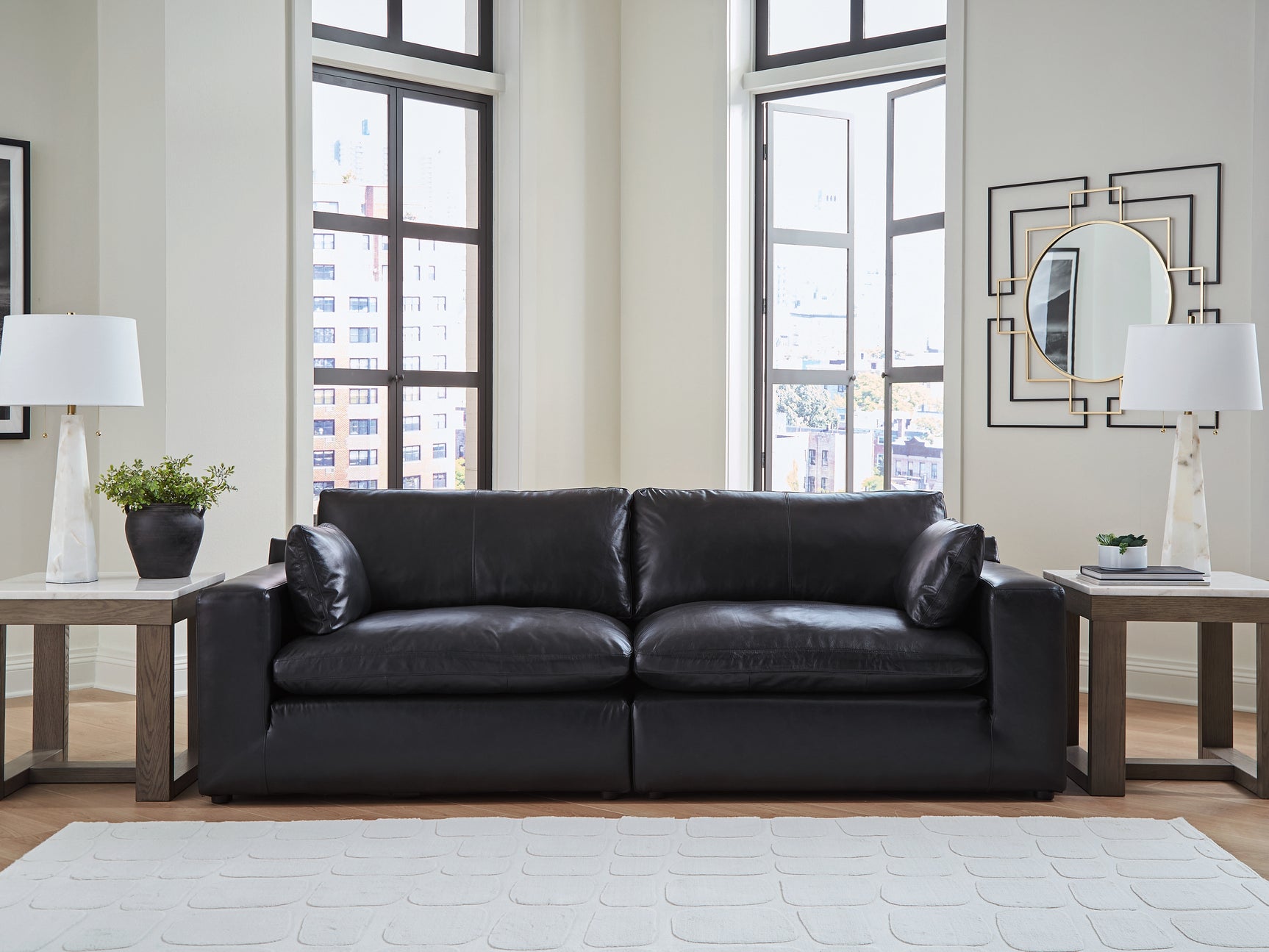 Tampa Furniture Outlet - Ashley Furniture - Emilia Sectional - RAF 2-Piece Sectional Loveseat / Black - 30902S1