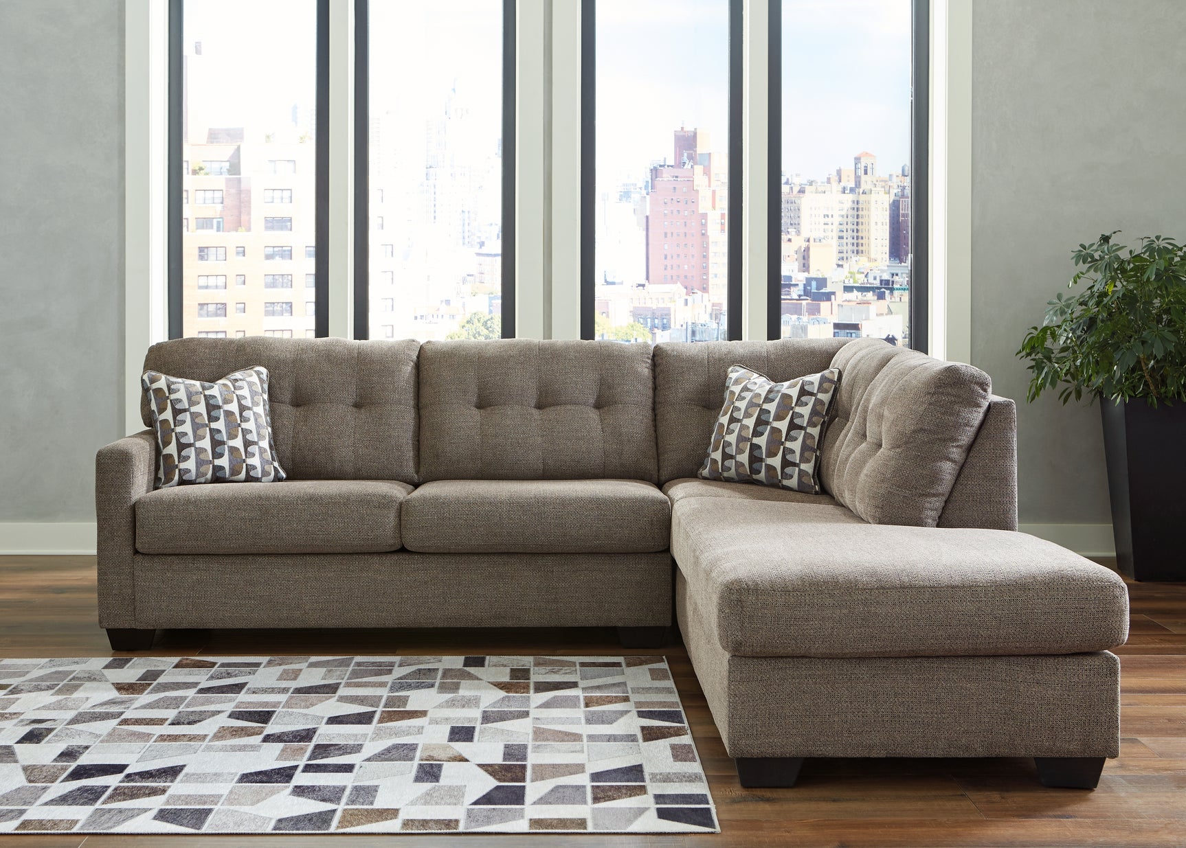 Tampa Furniture Outlet - Ashley Furniture - Mahoney Sectional - LAF 2-Piece Sectional with Chaise / Chocolate - 31005S2