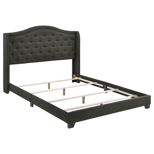 Tampa Furniture Outlet - Coaster - Sonoma Upholstered Queen Wingback Bed Grey - 310072Q