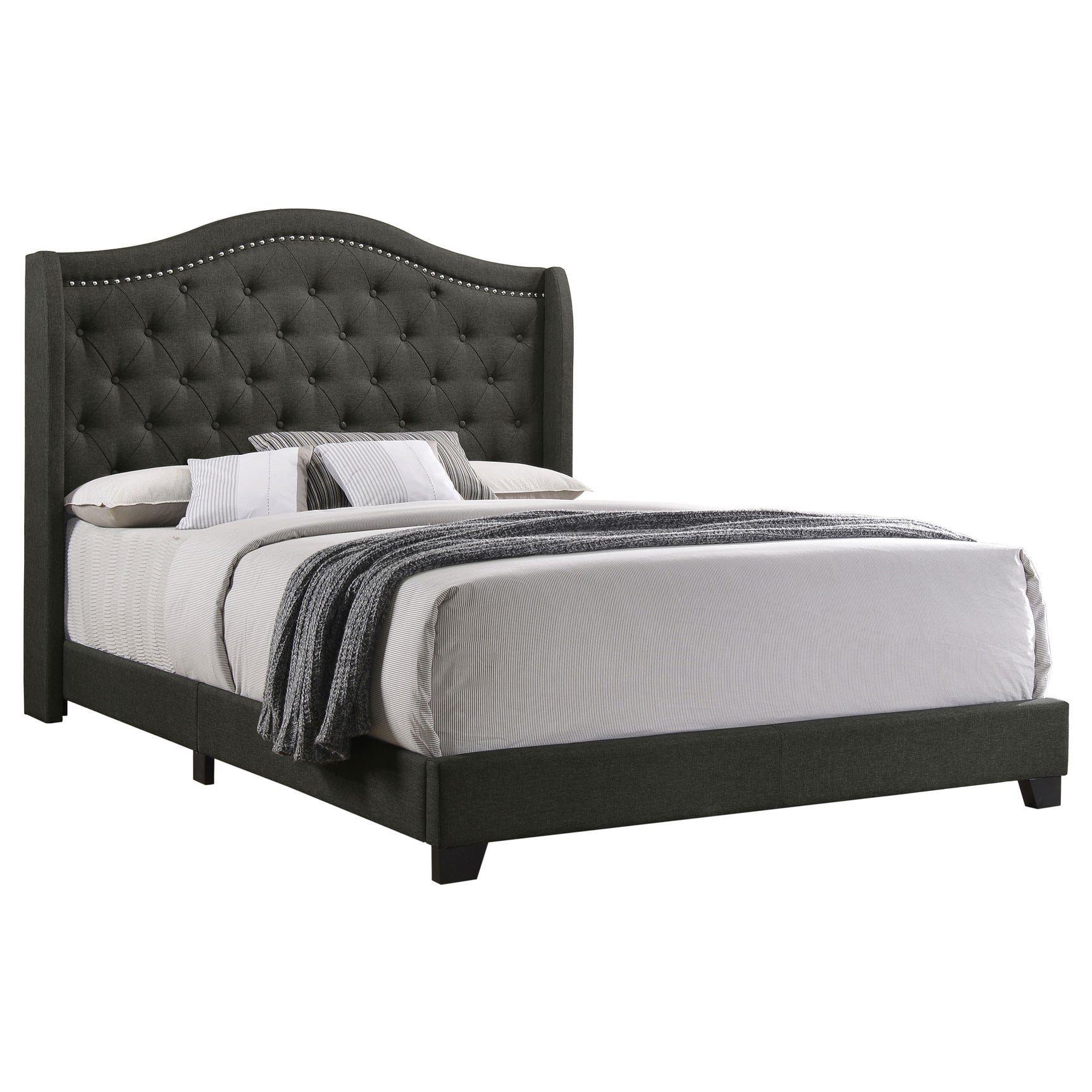Sonoma Upholstered Queen Wingback Bed Grey - Tampa Furniture Outlet