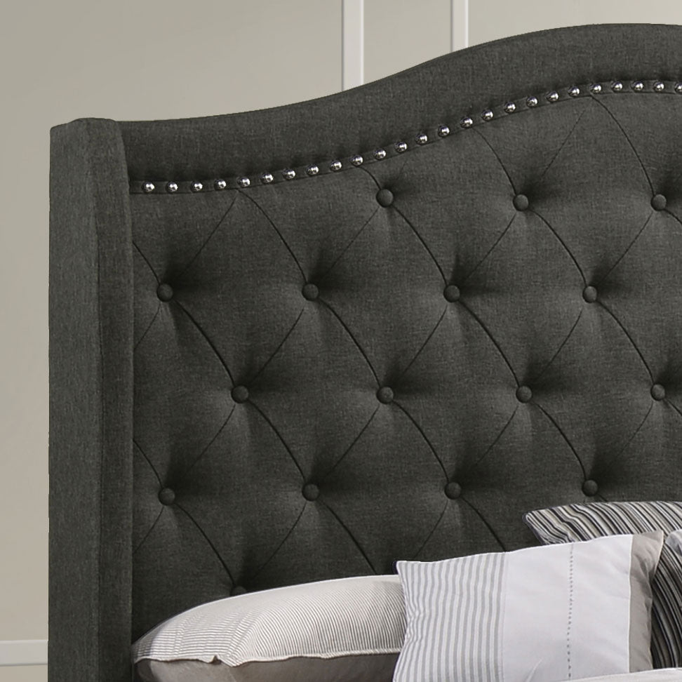 Sonoma Upholstered Queen Wingback Bed Grey - Tampa Furniture Outlet