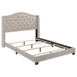 Tampa Furniture Outlet - Coaster - Sonoma Upholstered Queen Wingback Bed Beige - 310073Q