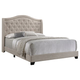 Sonoma Upholstered Queen Wingback Bed Beige - Tampa Furniture Outlet