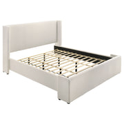 Tampa Furniture Outlet - Coaster - Alamosa Boucle Upholstered Eastern King Platform Bed White  - 310078KE