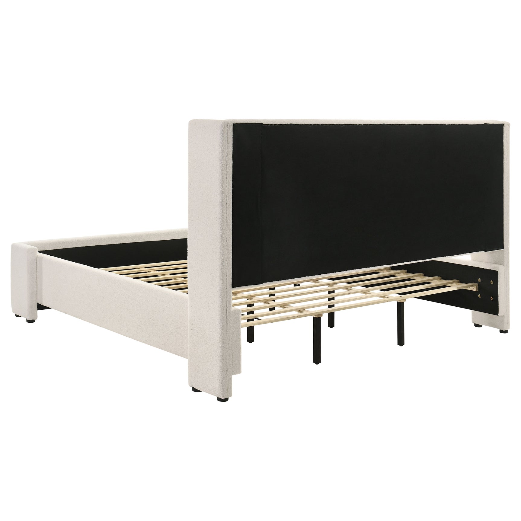 Alamosa Boucle Upholstered Eastern King Platform Bed White - Tampa Furniture Outlet