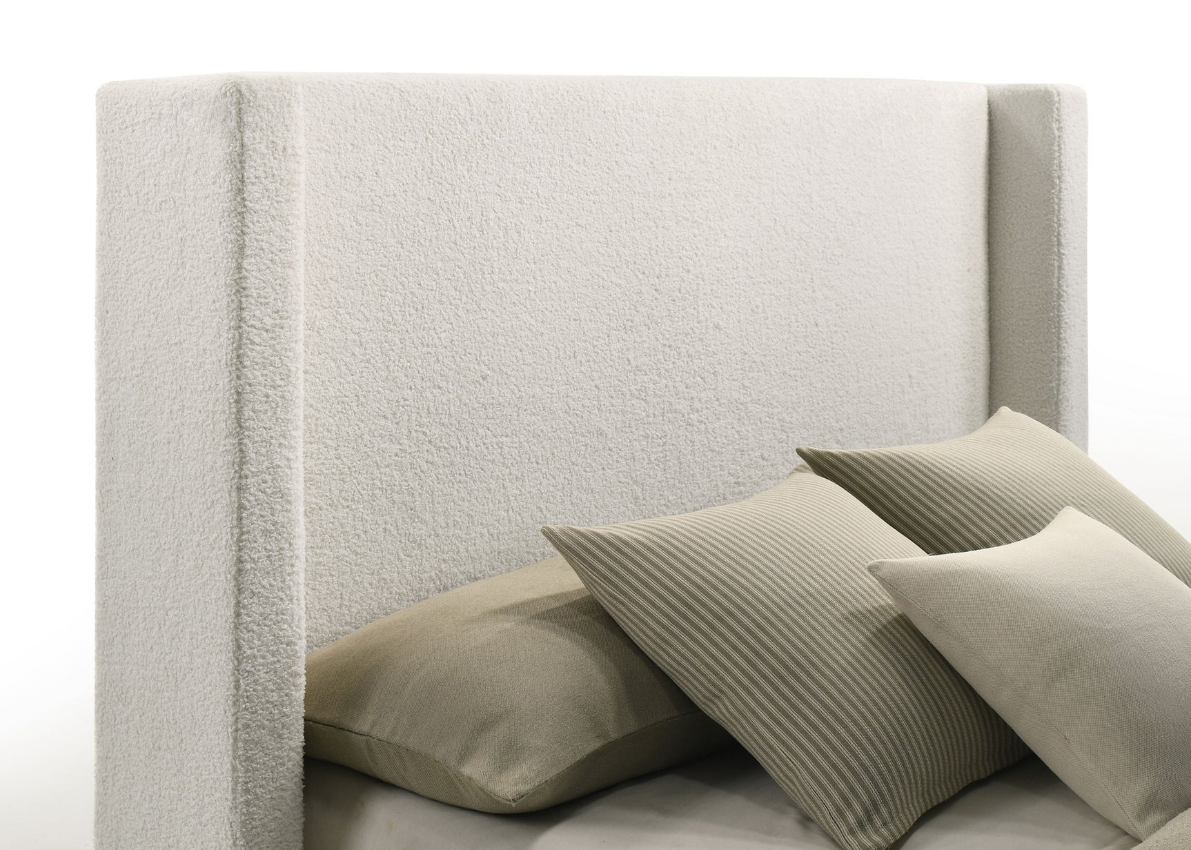 Alamosa Boucle Upholstered Queen Wingback Bed White - Tampa Furniture Outlet