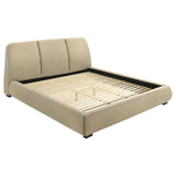 Tampa Furniture Outlet - Coaster - Mokena 46-inch Upholstered Eastern King Platform Bed Brown - 310091KE
