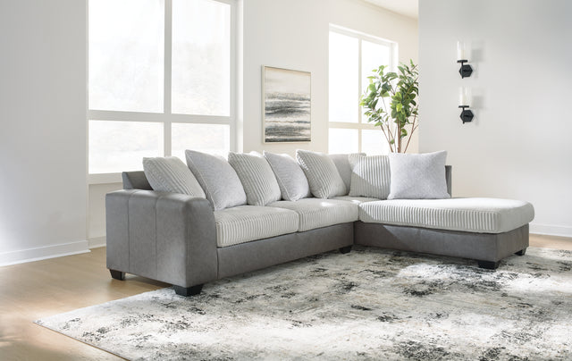 Tampa Furniture Outlet - Ashley Furniture - Clairette Court Sectional - RAF 2-Piece Sectional with Chaise / Alloy - 31503S1