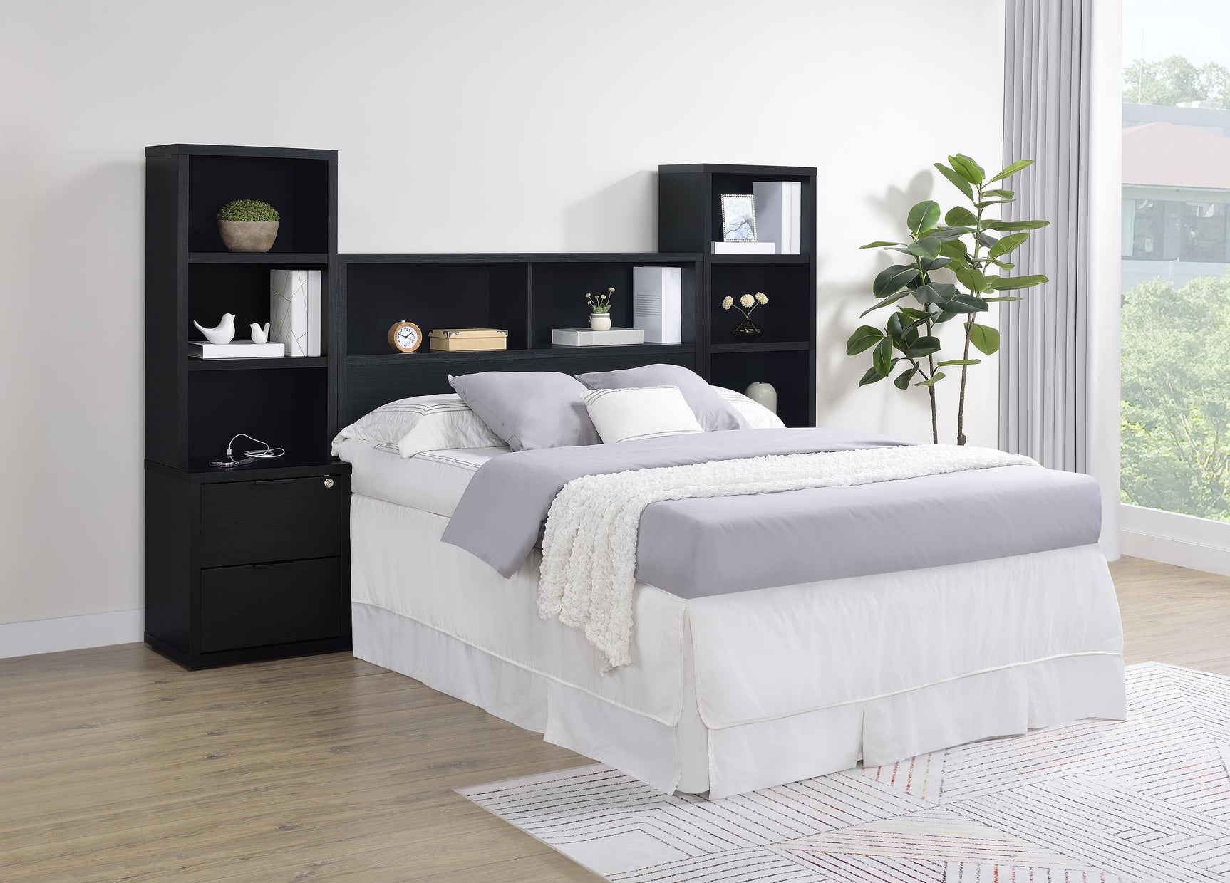 Westpark 49-inch Full Bookcase Headboard Black - Tampa Furniture Outlet