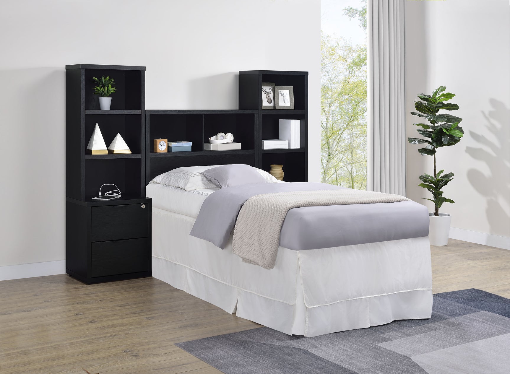 Westpark 49-inch Twin Bookcase Headboard Black - Tampa Furniture Outlet