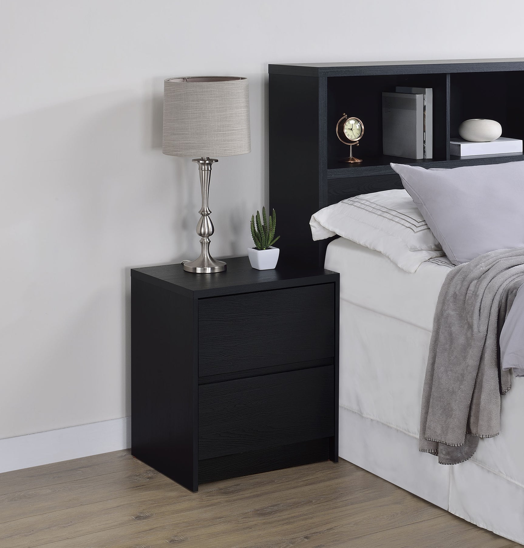 Westpark 2-drawer Nightstand LED Lights and USB Black - Tampa Furniture Outlet