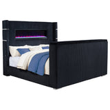 Tampa Furniture Outlet - Coaster - Tisdall Eastern King Flame Visualizer Wingback TV Bed Black - 315868BLKKE