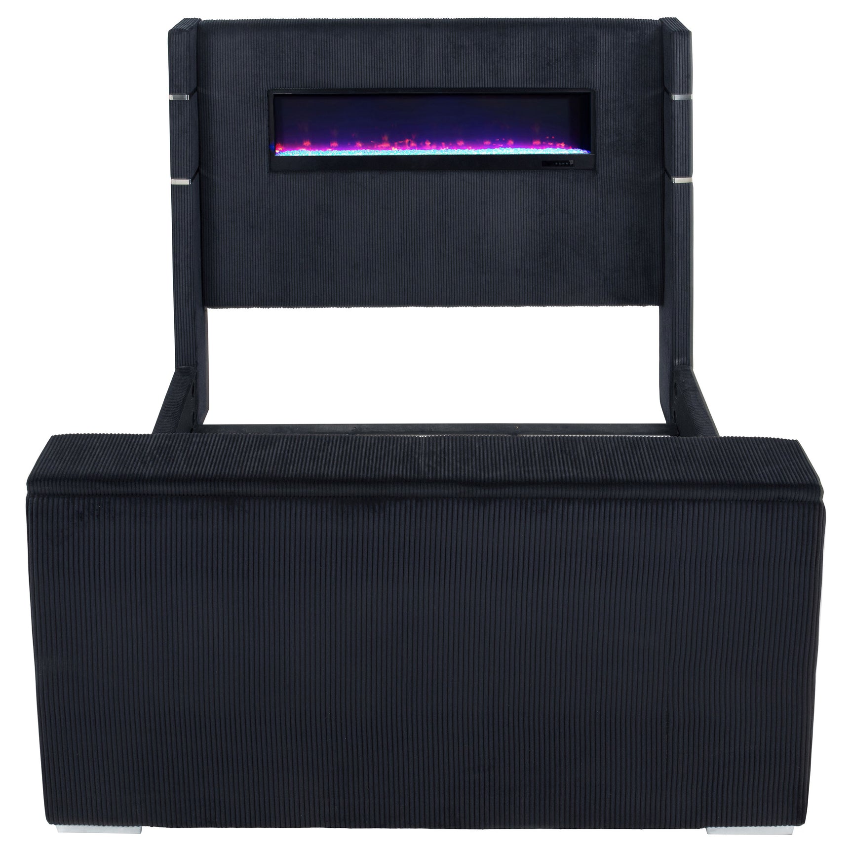 Tisdall Eastern King Flame Visualizer Wingback TV Bed Black