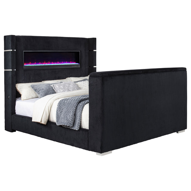 Tampa Furniture Outlet - Coaster - Tisdall California King Flame Visualizer TV Bed Black - 315868BLKKW
