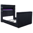 Tampa Furniture Outlet - Coaster - Tisdall Queen Flame Visualizer Wingback TV Bed Black - 315868BLKQ