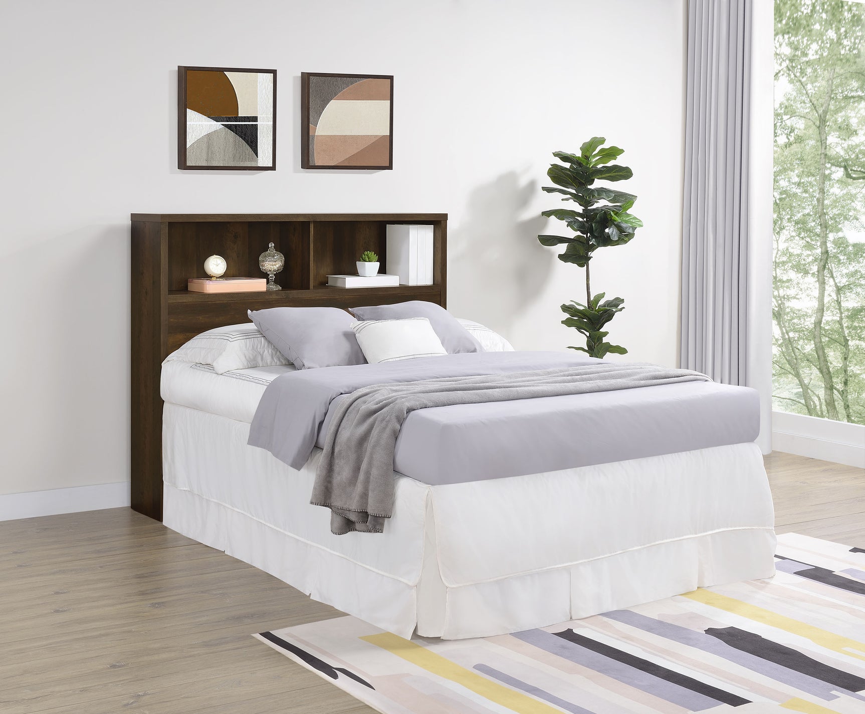 Westpark 49-inch Full Bookcase Headboard Dark Pine - Tampa Furniture Outlet