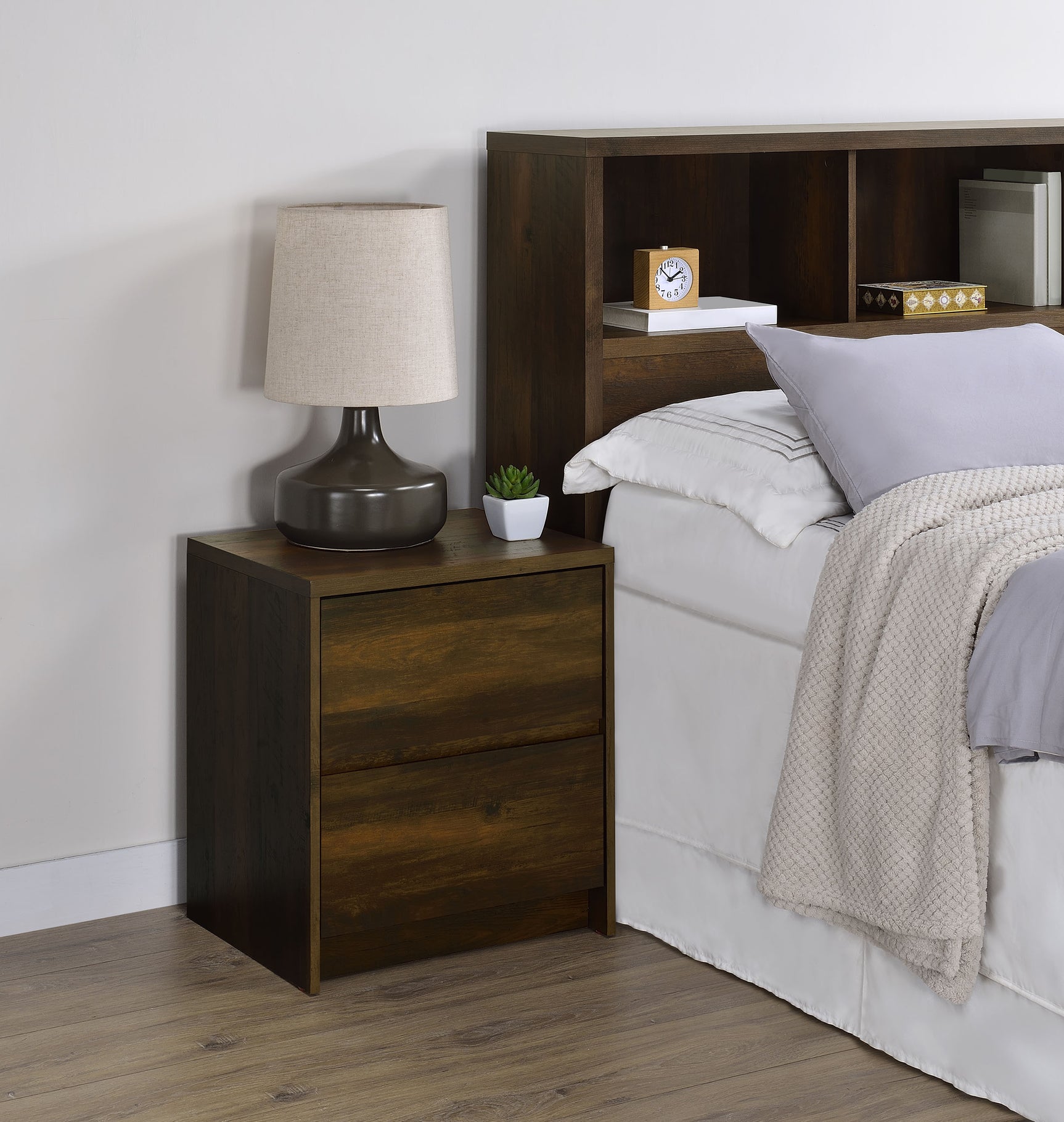 Westpark 2-drawer Nightstand LED Lights and USB Dark Pine - Tampa Furniture Outlet