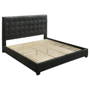 Tampa Furniture Outlet - Coaster - Medley Genuine Leather Eastern King Platform Bed Black - 315911BLKKE