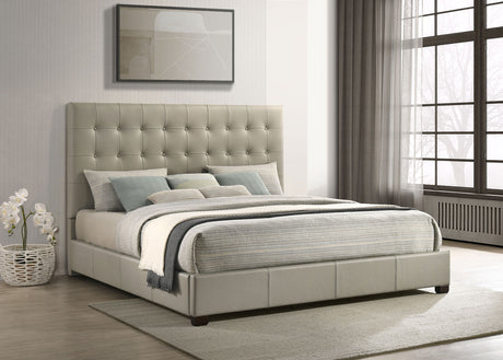 Medley Genuine Leather Eastern King Platform Bed Tan