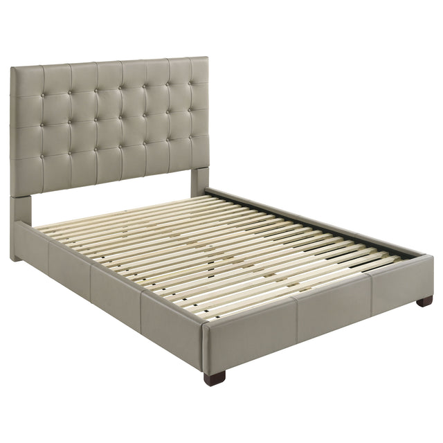 Tampa Furniture Outlet - Coaster - Medley Genuine Leather Queen Panel Platform Bed Tan - 315911TANQ