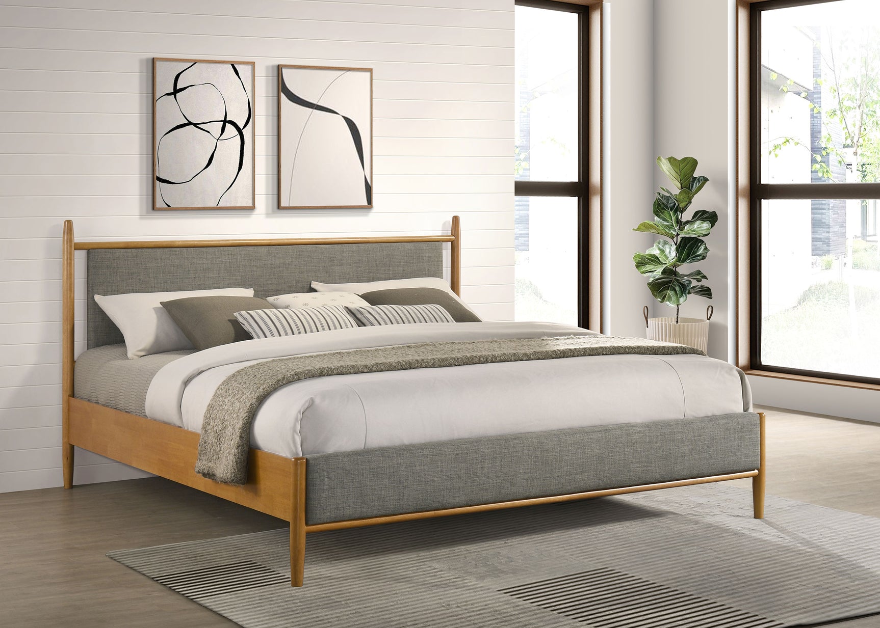 Mason 46-inch Eastern King Panel Platform Bed Light Brown
