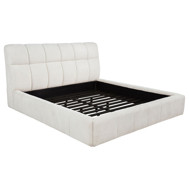 Tampa Furniture Outlet - Coaster - Nollet 48-inch Upholstered Eastern King Platform Bed Cream - 315917CRMKE