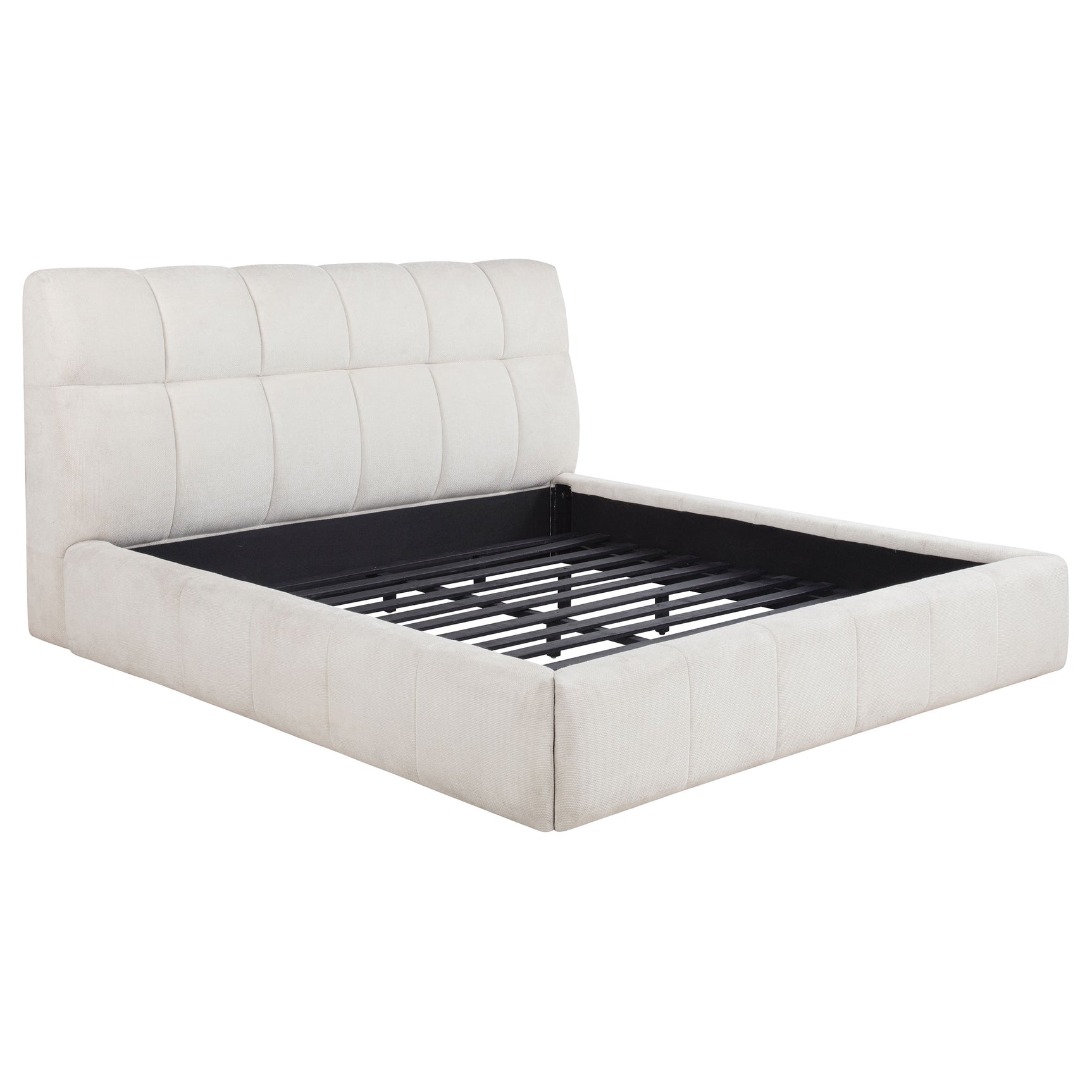 Tampa Furniture Outlet - Coaster - Nollet 48-inch Upholstered California King Platform Bed Cream - 315917CRMKW