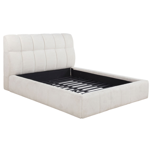 Tampa Furniture Outlet - Coaster - Nollet 48-inch Upholstered Queen Panel Platform Bed Cream - 315917CRMQ