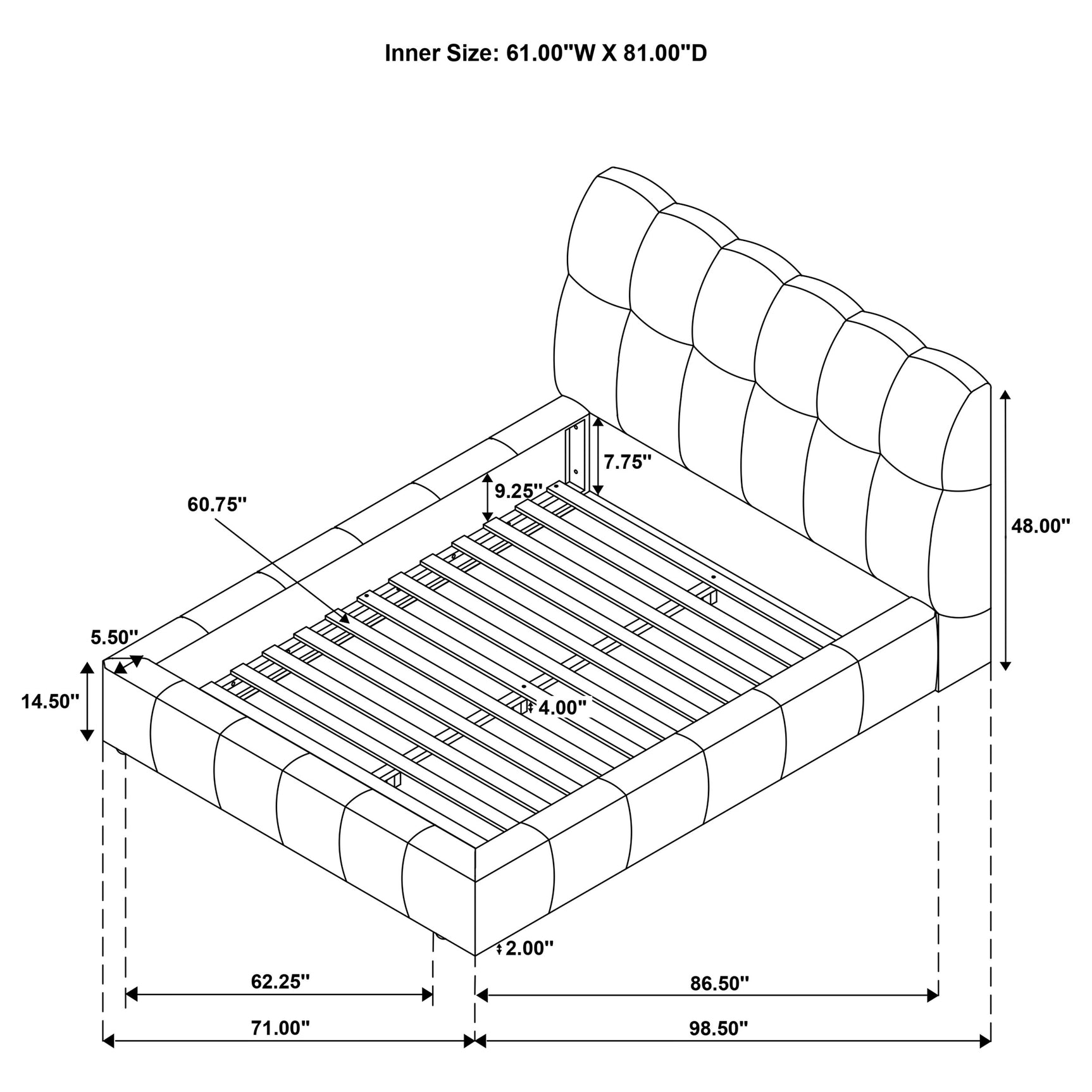 Nollet 48-inch Upholstered Queen Panel Platform Bed Cream