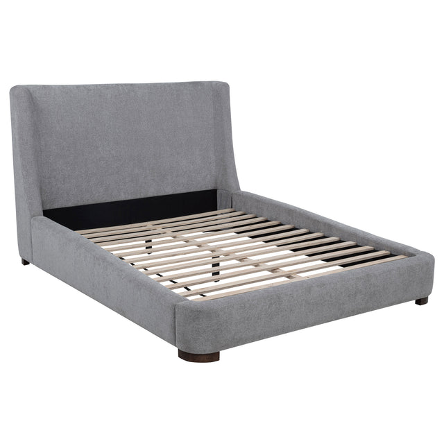 Tampa Furniture Outlet - Coaster - Rennes Upholstered Queen Wingback Platform Bed Grey - 315928Q