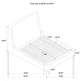 Rennes Upholstered Queen Wingback Platform Bed Grey