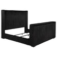 Tampa Furniture Outlet - Coaster - Centergrove Upholstered Eastern King Wingback TV Bed Black - 315945KE