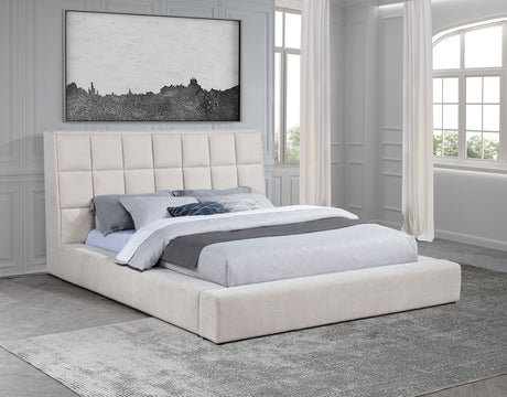 Dreux Upholstered Eastern King Panel Platform Bed Cream