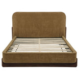 Baldacci Upholstered Queen Platform Bed Curry and Walnut