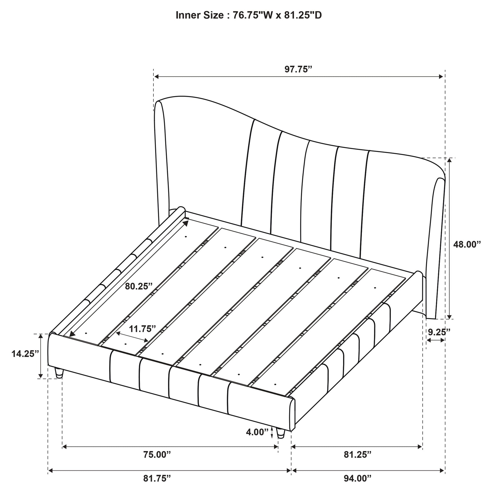 Evelyn Upholstered Eastern King Panel Platform Bed Ivory