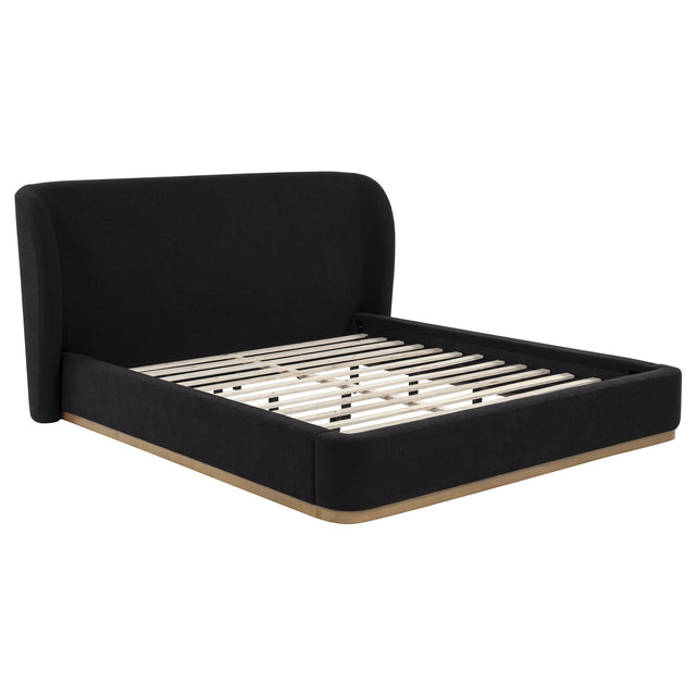 Tampa Furniture Outlet - Coaster - Blaire Upholstered California King Wingback Platform Bed Black - 315967BLKKW