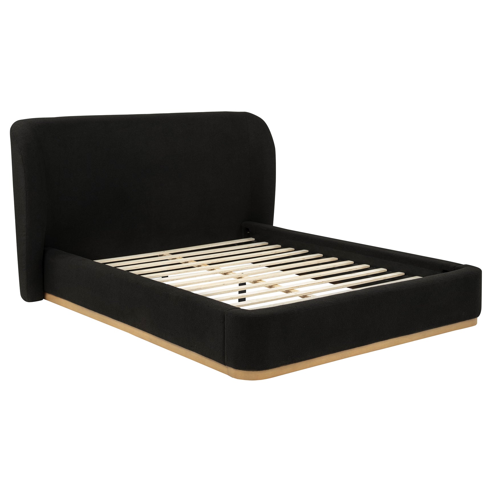 Tampa Furniture Outlet - Coaster - Blaire Upholstered Queen Wingback Platform Bed Black - 315967BLKQ