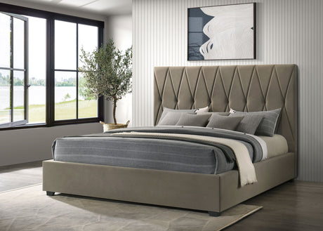 Delsea Upholstered Eastern King Platform Bed Light Brown