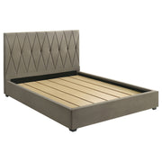 Tampa Furniture Outlet - Coaster - Delsea Upholstered Eastern King Platform Bed Light Brown - 315975KE