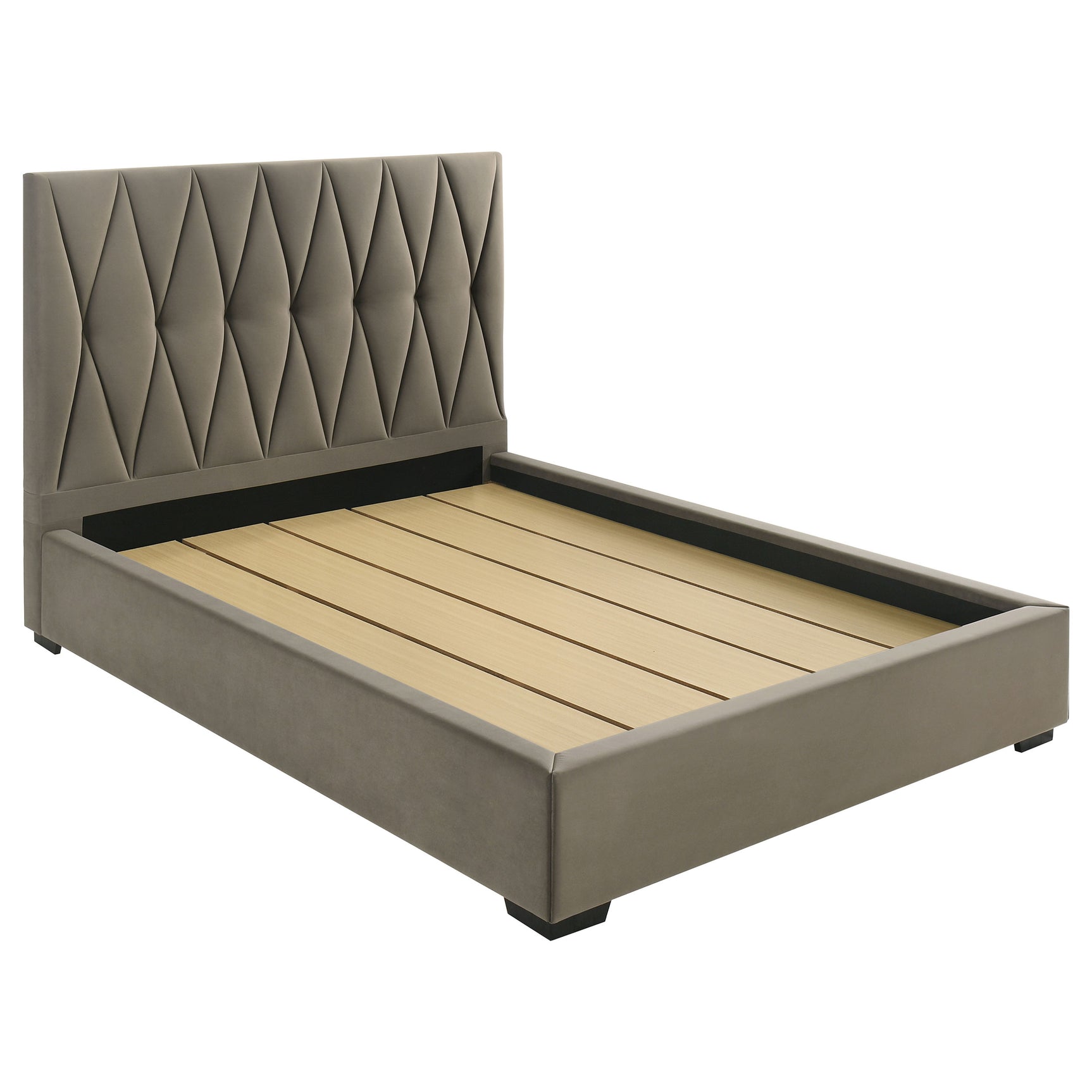 Tampa Furniture Outlet - Coaster - Delsea Upholstered Queen Panel Platform Bed Light Brown - 315975Q