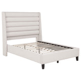Tampa Furniture Outlet - Coaster - Leslie Upholstered Tufted Full Wingback Platform Bed Beige - 315983F