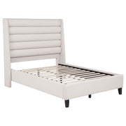 Tampa Furniture Outlet - Coaster - Leslie Upholstered Tufted Full Wingback Platform Bed Beige - 315983F