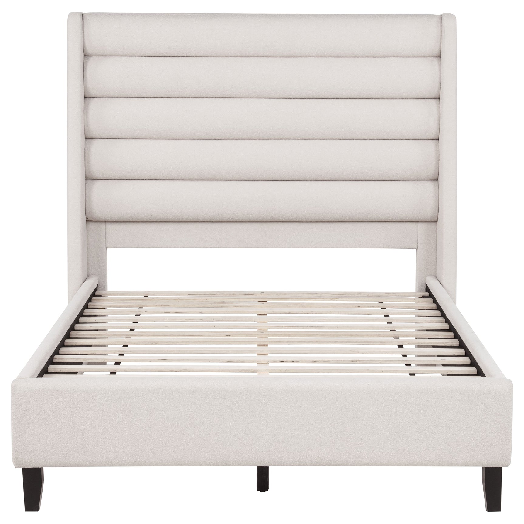 Leslie Upholstered Tufted Full Wingback Platform Bed Beige