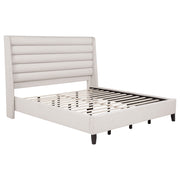 Tampa Furniture Outlet - Coaster - Leslie Upholstered Tufted Eastern King Wingback Platform Bed Beige - 315983KE