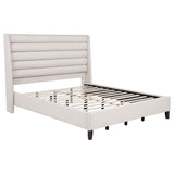 Tampa Furniture Outlet - Coaster - Leslie Upholstered Tufted California King Wingback Platform Bed Beige - 315983KW