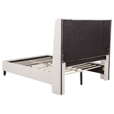 Leslie Upholstered Tufted Queen Wingback Platform Bed Beige