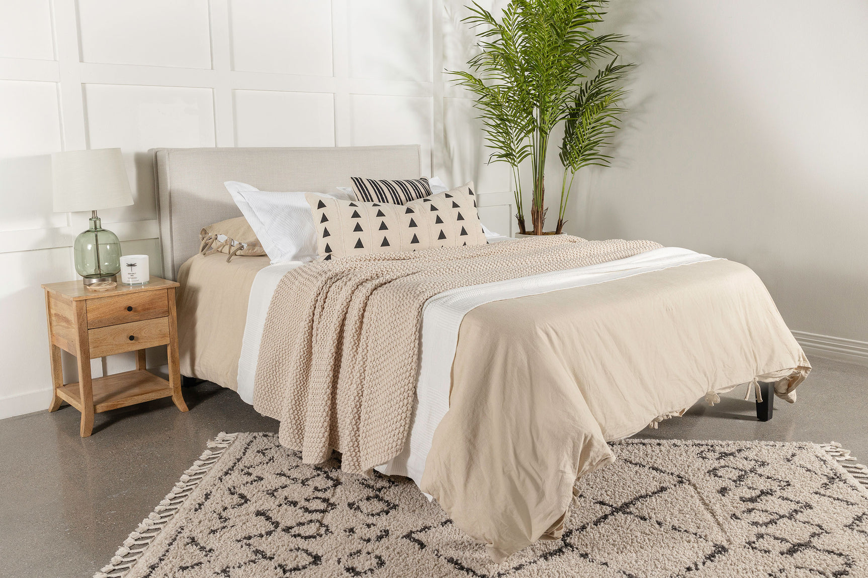 Izzy Upholstered King Panel Headboard Sand - Tampa Furniture Outlet