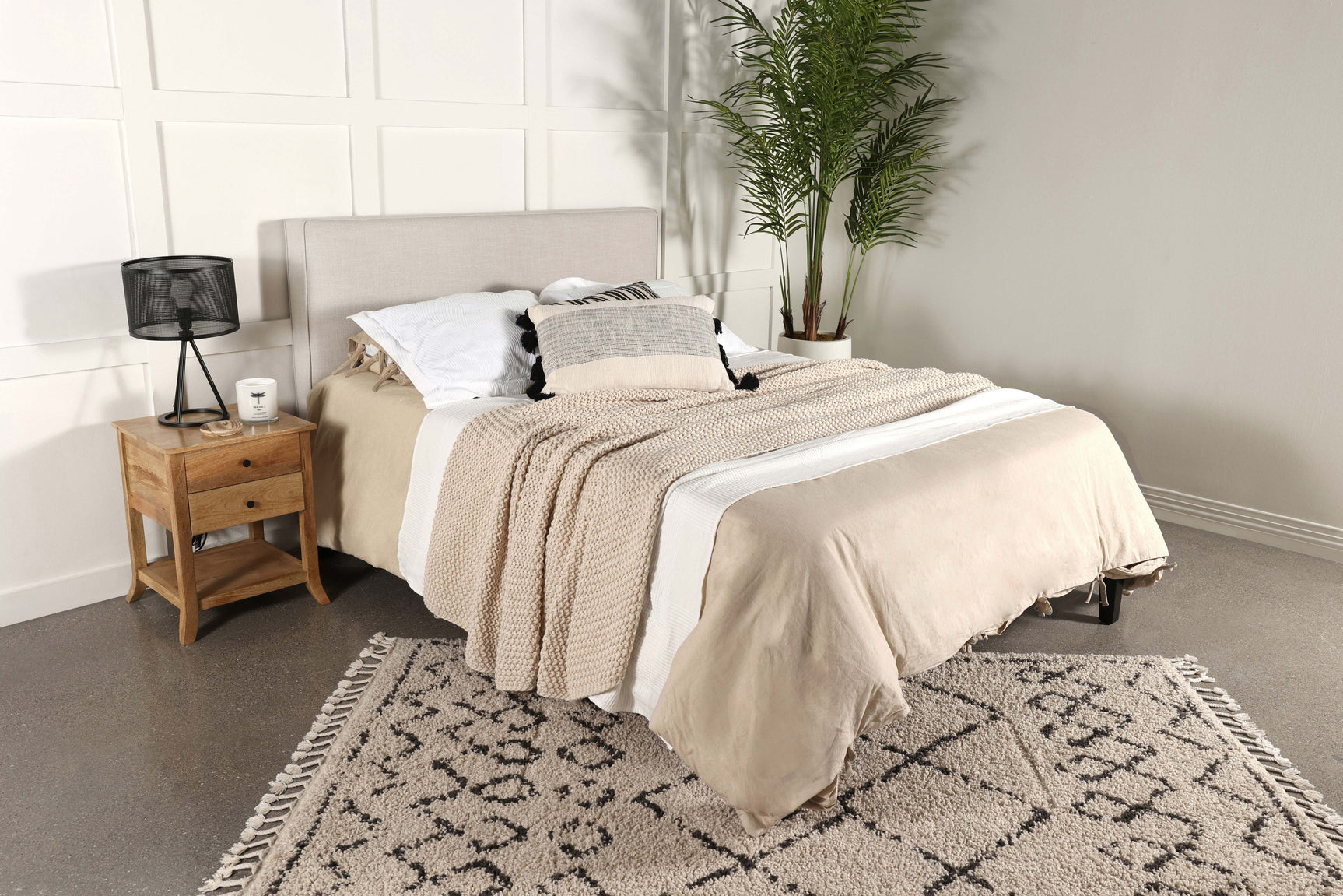 Kosmo Upholstered King Panel Headboard Sand - Tampa Furniture Outlet